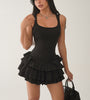 Sleeveless Ruffle Hem Mini Dress with Bow