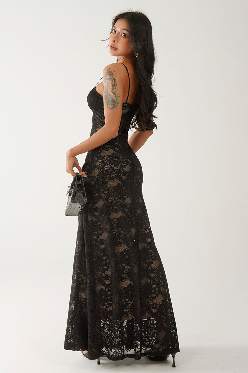 Spaghetti Strap Lace Maxi Dress