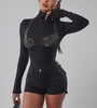 Rhinestone Bra Detail Turtleneck Top