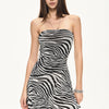 Zebra Print Strapless Mini Dress