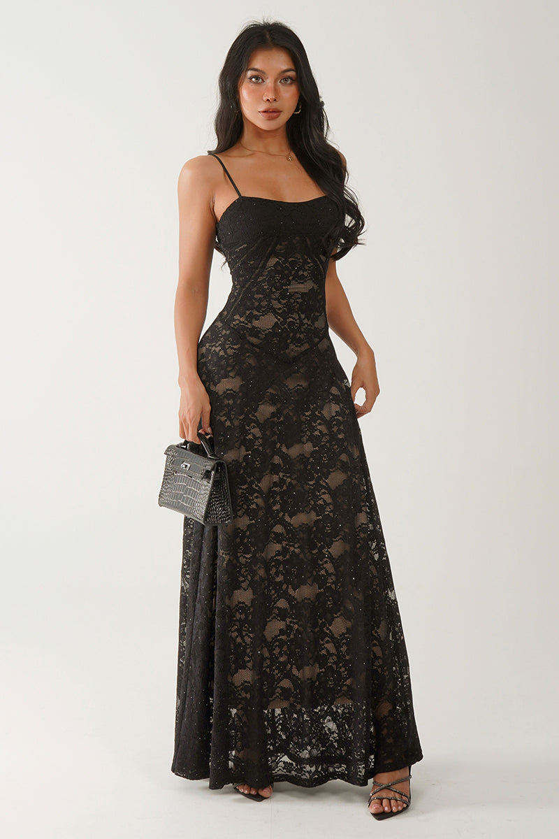 Spaghetti Strap Lace Maxi Dress