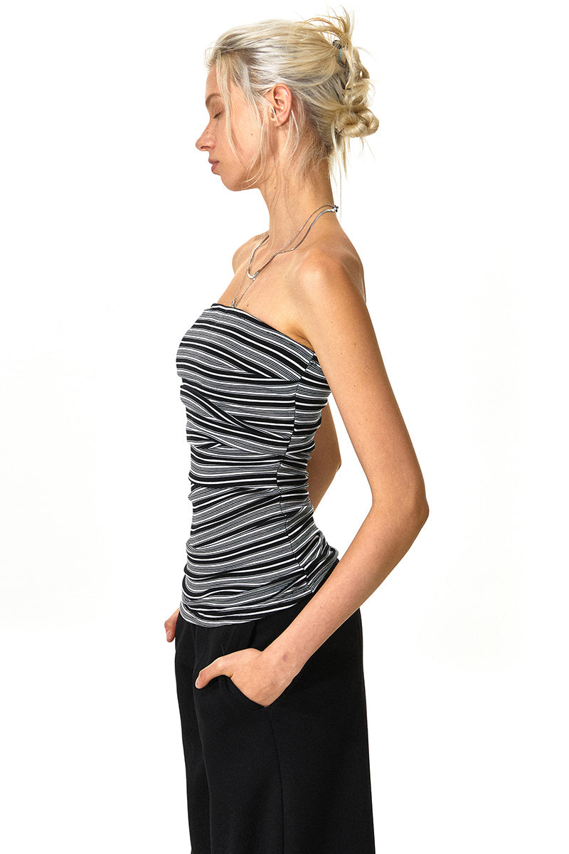 Black and White Striped Tube Top