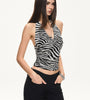 Zebra Print Halter Neck Ruched Top