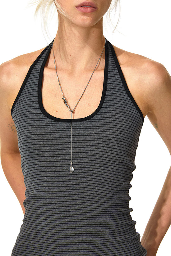 Striped Halter Neck Slim Tank Top