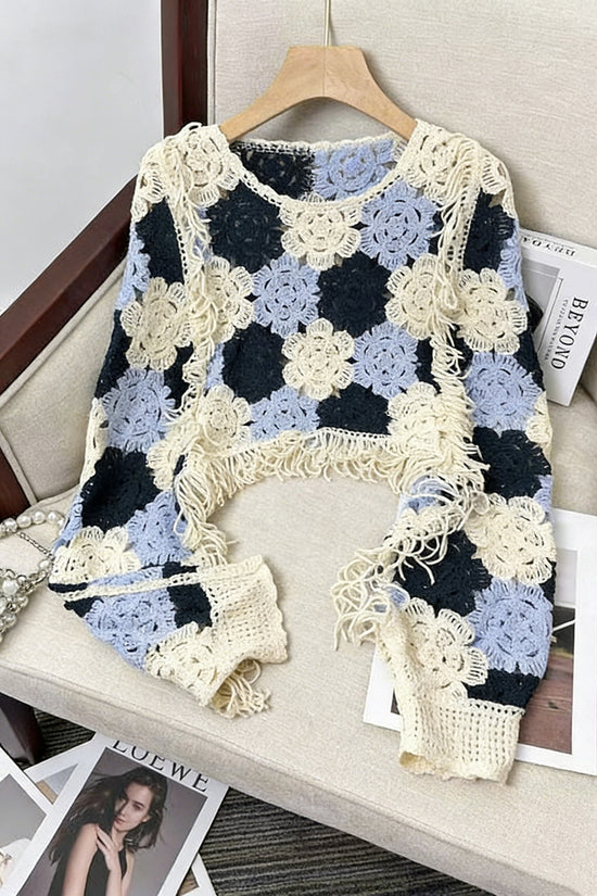 Crochet Fringe Detail Knit Top