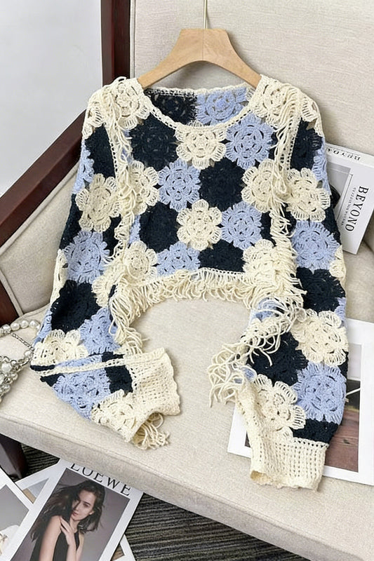 Crochet Fringe Detail Knit Top