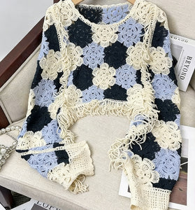 Crochet Fringe Detail Knit Top