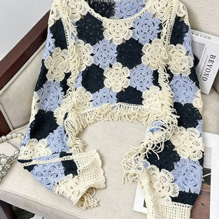 Crochet Fringe Detail Knit Top