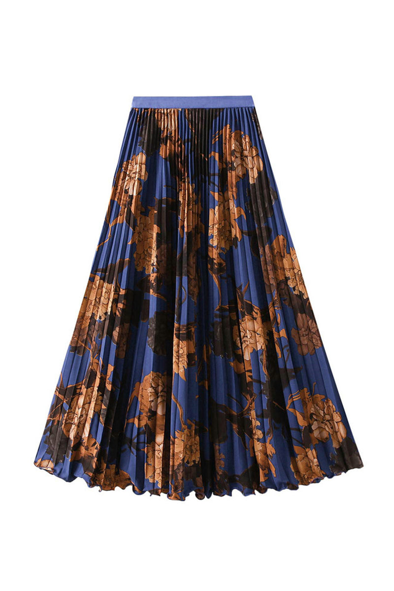 Floral Pleated Midi Skirt
