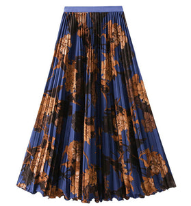 Floral Pleated Midi Skirt