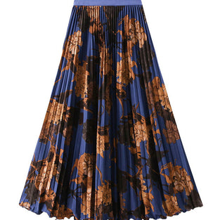 Floral Pleated Midi Skirt