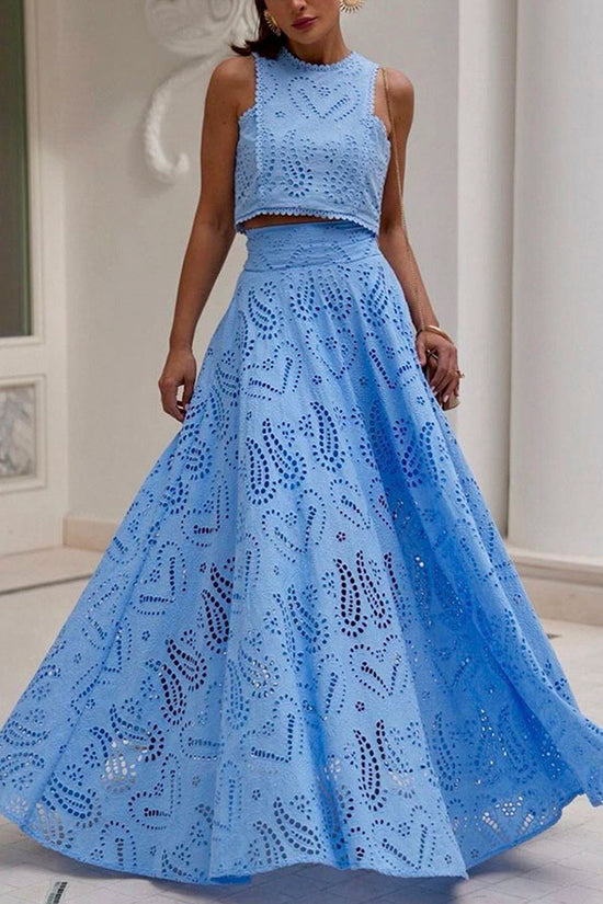 Cutout Halter Skirt Set