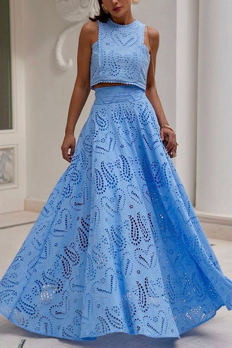 Cutout Halter Skirt Set