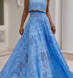 Cutout Halter Skirt Set