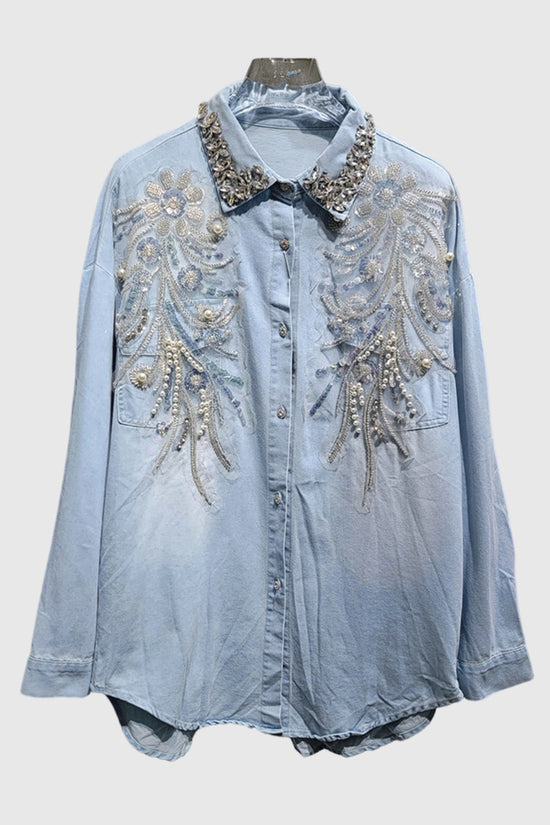 Embroidered Floral Collared Blouse