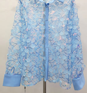 Floral Sheer Button-Up Blouse