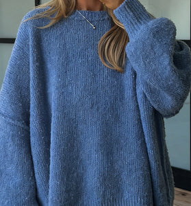 Oversized Knit Sweater with Ribbed Details