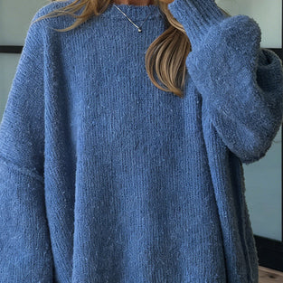 Oversized Knit Sweater with Ribbed Details