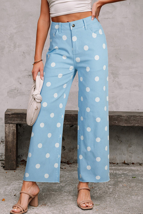 Polka Dot High-Waist Straight Jeans