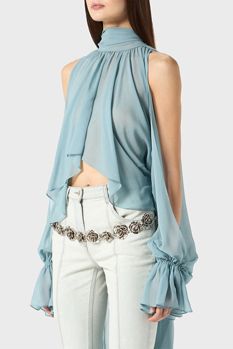 Elegant Long Sleeve Flowing Blouse