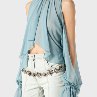 Elegant Long Sleeve Flowing Blouse