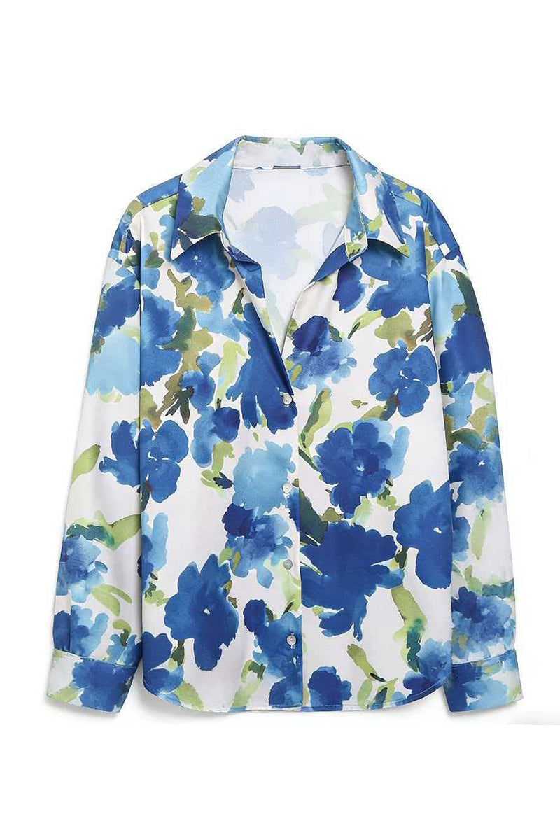 Floral Long Sleeve Button-Up Blouse