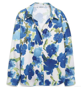 Floral Long Sleeve Button-Up Blouse