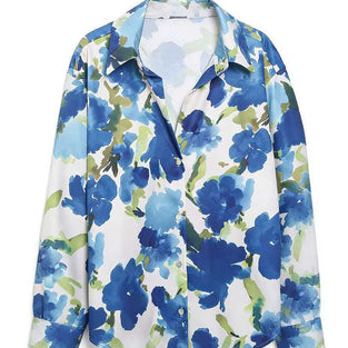 Floral Long Sleeve Button-Up Blouse