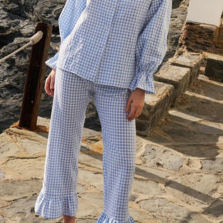 Ruffled Checkered Loungewear Set