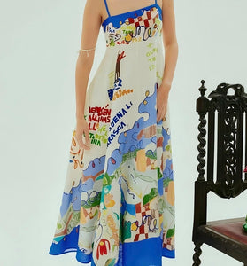 Graphic Print Sleeveless Maxi Dress