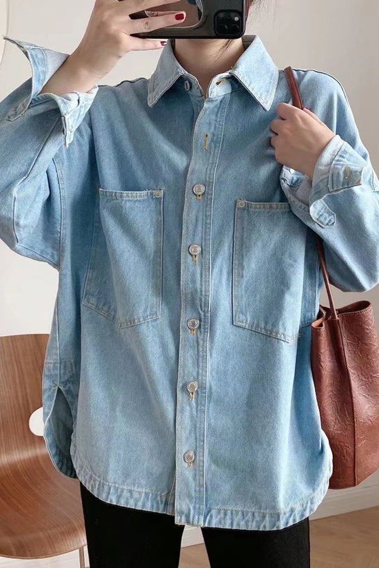 Casual Denim Button-Up Shirt