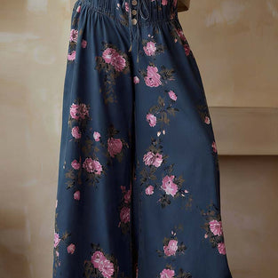 Floral Print Wide Leg Jeans