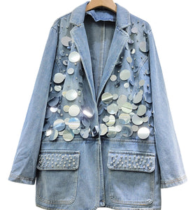 Reflective Sequin Denim Jacket