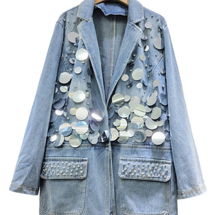 Reflective Sequin Denim Jacket