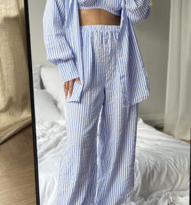 Striped Three-Piece Pajama Set