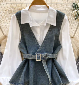 Stylish Belted V-Neck Outerwear Set