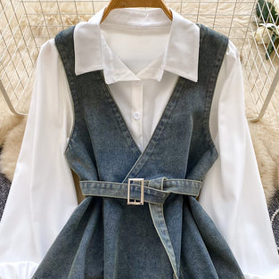 Stylish Belted V-Neck Outerwear Set