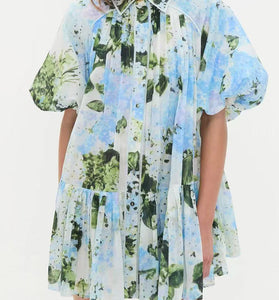 Floral Puff Sleeve Casual Dress