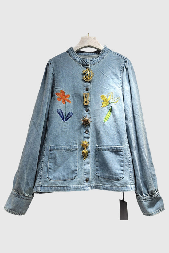 Denim Jacket with Unique Accents