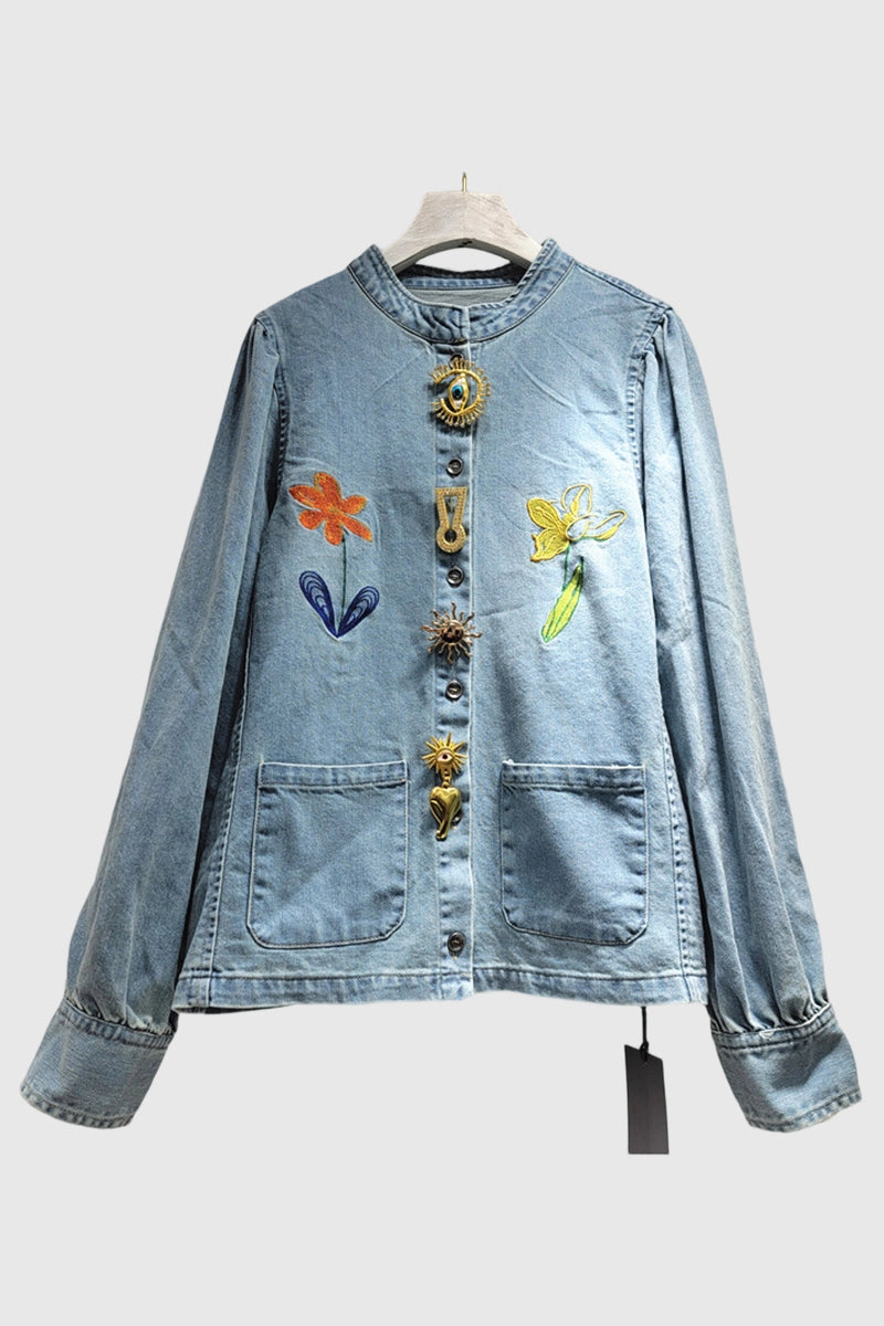 Denim Jacket with Unique Accents