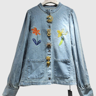 Denim Jacket with Unique Accents
