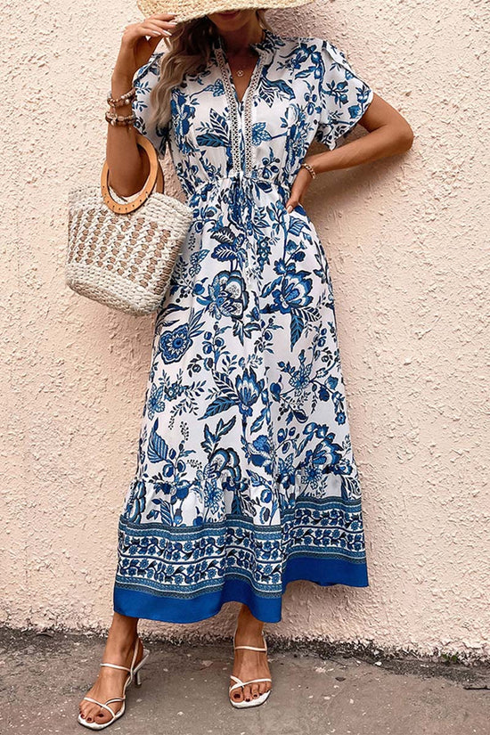 Floral Print V-Neck Casual Dress