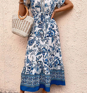 Floral Print V-Neck Casual Dress