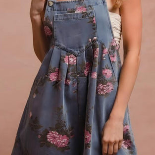 Floral Button Strap Romper