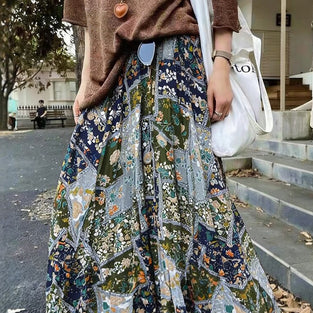 Bohemian Print Midi Skirt