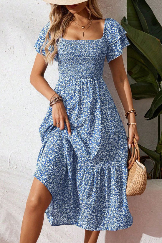 Flowy Floral Smocked Casual Dress