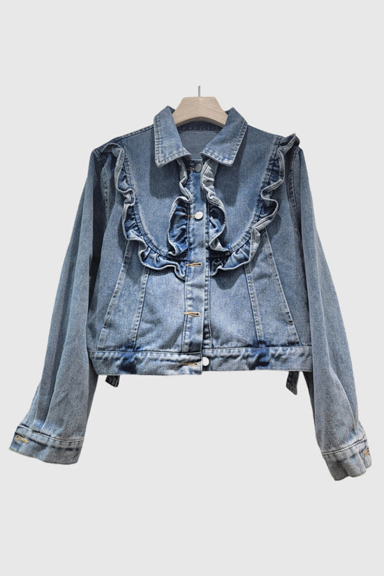 Ruffled Detail Denim Jacket