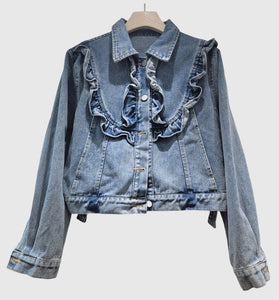 Ruffled Detail Denim Jacket