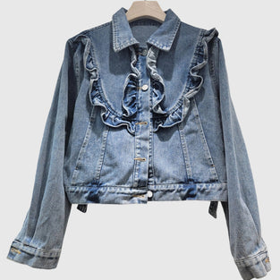 Ruffled Detail Denim Jacket