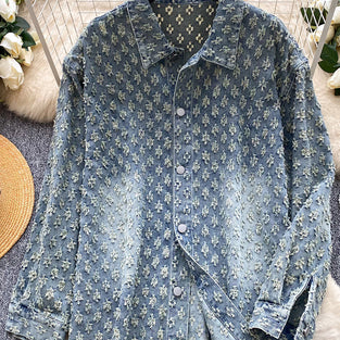 Patterned Button-Up Blouse